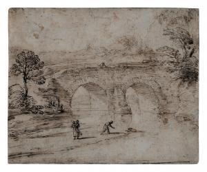 Barbieri Giovanni Francesco 1591-1666,Landscape with figures under a bridge,Sotheby's GB 2024-02-02