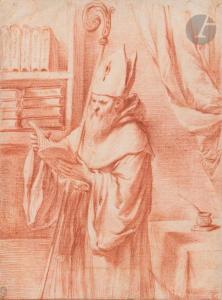 Barbieri Giovanni Francesco 1591-1666,Saint Augustin, lisant dans un intérieur,Ader FR 2024-03-22