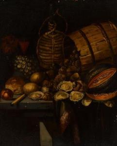BARBIERI Paolo Antonio,A still life with oysters, a melon, a wine jug and,Bonhams 2021-04-27