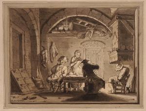 BARBIERS Bartholomaus 1740-1808,Interieur mit vier Personen an einem Tisch,Fischer CH 2014-11-26