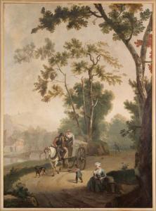 BARBIERS PieterPietersz. III 1749-1842,Paesaggio con carretto e figure,Pirone Casa d'Aste 2021-04-20