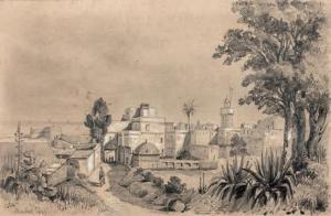 BARBOT Prosper 1798-1877,Vue de village en Algérie,1845,Beaussant-Lefèvre FR 2019-10-25