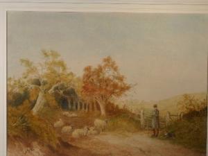 BARCLAY Jade,Farmer by a gate with his dog and sheep,Rogers Jones & Co GB 2009-09-29