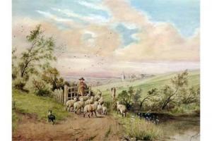 BARCLAY James Edward 1846-1903,Shepherd and sheep,Warren & Wignall GB 2015-10-07