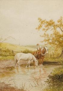 BARCLAY John 1876-1923,Work horses watering at a stream,Bonhams GB 2008-11-25
