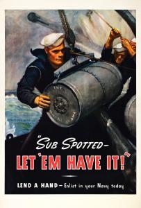 BARCLAY McClelland 1891-1943,SUB SPOTTED - LET 'EM HAVE IT!,1942,Swann Galleries US 2022-08-04