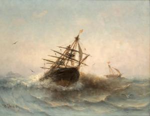 BARDET Philippe 1800-1800,Goélette affrontant une grosse mer,c.1880,Neret-Minet FR 2017-05-05