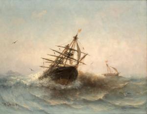 BARDET Philippe 1800-1800,Goélette affrontant une grosse mer,1880,Neret-Minet FR 2018-04-26