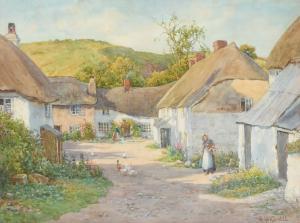 BARDILL Ralph William,Figures and Geese before thatched cottages, Inner ,Woolley & Wallis 2023-03-08