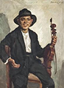 BARDOCZ Dezso 1880-1964,Fiú hegedűvel,1929,Nagyhazi galeria HU 2010-03-30