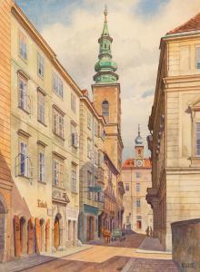 BAREIS Alfred 1899-1969,The Jesuit church seen from Sonnenfelsgasse,Palais Dorotheum AT 2022-09-28