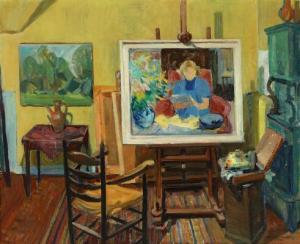 BARENHOLDT Hans Christian 1890-1976,Interior with painting,1945,Bruun Rasmussen DK 2022-02-08