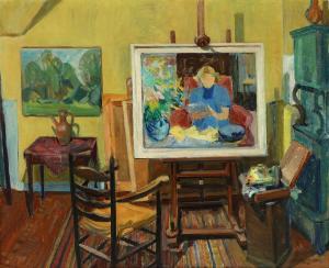 BARENHOLDT Hans Christian 1890-1976,Interior with painting,1945,Bruun Rasmussen DK 2023-03-21