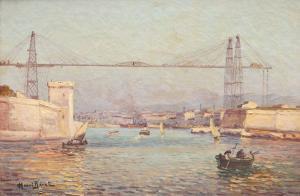 BARET Henri 1900-1900,Lentrée du port de Marseille au pont transbordeur,Damien Leclere 2013-06-29