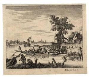 BARGAS A. F 1600-1700,Flußlandschaft mit einer beladenen Fähre,Galerie Bassenge DE 2007-11-29