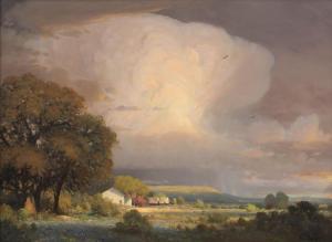 BARGER John 1953,Atmospheric Texas Prairie Landscape with Bluebonne,Burchard US 2019-01-27