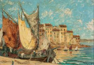 BARGIN Henri Edouard 1906-1980,Bateaux au port,Art Richelieu FR 2018-03-09