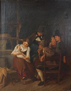 BARIE E,Family group with newborn interior scene,19th century,Lacy Scott & Knight GB 2020-03-21
