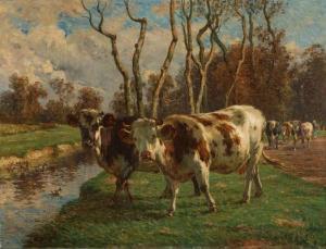 BARILLOT Leon 1844-1929,Landscape with cows near a stream,Bruun Rasmussen DK 2020-11-02