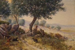 BARITEAU Alcide 1862-1943,Chèvres sous les oliviers,Millon & Associés FR 2019-04-25