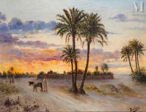 BARITEAU Alcide 1862-1943,Paysage aux palmiers, le soir,Millon & Associés FR 2023-06-16