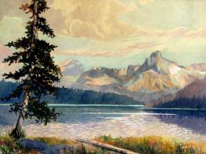 BARKER Charles F 1875,Coastal Mountain Landscape,1945,Westbridge CA 2016-06-05