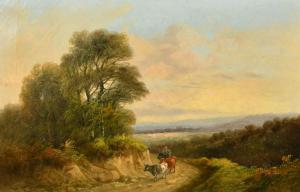 BARKER John 1811-1886,A cattle drover on a country track with an extensi,John Nicholson 2022-06-01