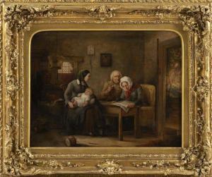 BARKER John 1811-1886,Interior scene with an older couple reading a pape,Eldred's US 2021-06-11