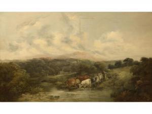 Barker John Joseph 1835-1866,Drover and Cattle fording a river,Gardiner Houlgate GB 2018-03-22