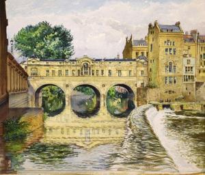BARKER John 1811-1886,Pulteney Bridge, Bath,1951,Clevedon Salerooms GB 2018-08-16