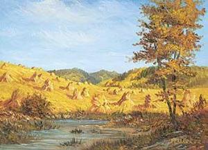 BARKER Marion E 1900-1900,Untitled - Autumn Stooks,Levis CA 2017-05-20