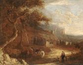 BARKER OF BATH Benjamin,Cattle before a cottage, a view to a distant lands,Bonhams 2007-04-03