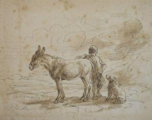 BARKER OF BATH John Joseph,Study of a young boy with donkey and hound,Clevedon Salerooms 2018-11-22