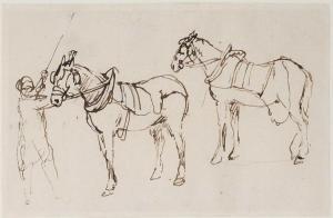 BARKER Thomas 1769-1847,Study of two horses and an ostler,Woolley & Wallis GB 2023-09-05