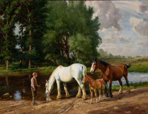 BARKER Wright 1864-1941,Watering the Horses,William Doyle US 2024-04-16