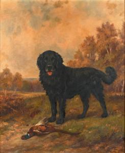 BARKER Wright 1864-1941,Working dog with retrieved pheasant in an Autumnal,Tennant's GB 2024-03-16