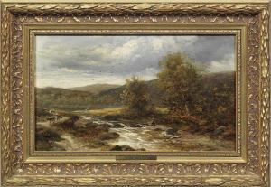 BARLAND Adam 1843-1875,Englische Landschaft mit Angler und Kühen an einem,1875,Schloss DE 2020-09-12