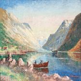 BARLAND F 1900-1900,Norwegian fiord scene,Bruun Rasmussen DK 2012-04-16