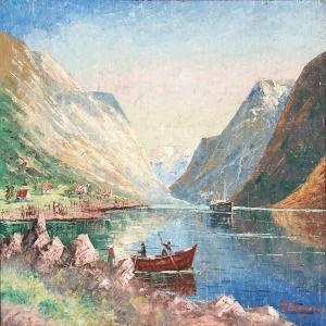 BARLAND F 1900-1900,Norwegian fiord scene,Bruun Rasmussen DK 2012-05-07