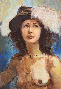 BARLOW Bohuslav 1947,Nude with Hat,Peter Wilson GB 2024-03-28