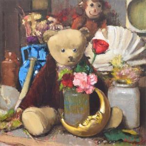 BARLOW Bohuslav 1947,Teddy with Blue Vase,1997,Peter Wilson GB 2023-12-07