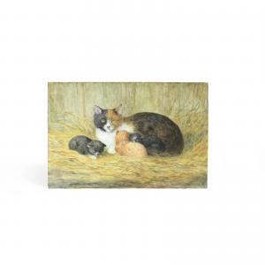 BARLOW Hannah 1850-1916,tabby cat and kittens,1890,Bonhams GB 2019-04-17