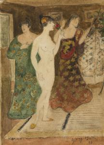 BARNARD George Grey 1863-1938,Trois femmes dans un intérrieur,Artprecium FR 2017-03-29