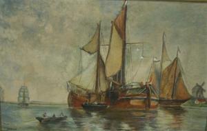 BARNES A.T 1800-1800,Sailing Ships in a Calm,Cheffins GB 2011-01-20