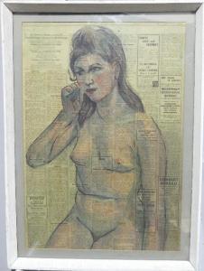 BARNES Alfred Richard Innott 1889-1965,"Through the Looking Glass", nude,1961,Chilcotts 2022-04-09