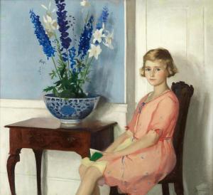 BARNES Archibald George 1887-1972,Portrait of a girl, seated, next to flowers,Bonhams GB 2021-03-03