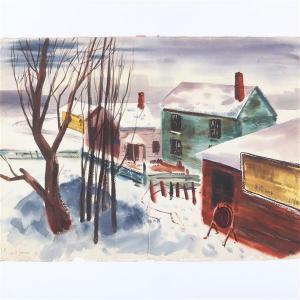 BARNES Charles E,Large early rural village winter landscape scene,Ripley Auctions 2020-01-19