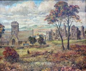 BARNES Fred 1900,Autumnal landscape with Neath Abbey ruins,The Cotswold Auction Company 2019-05-14