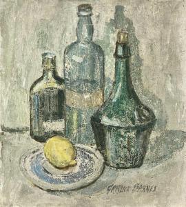 BARNES GARLICK 1891-1987,Still Life - Bottles and a Lemon,David Lay GB 2021-07-22