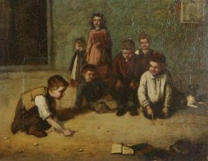 BARNES George J.G 1800-1800,Children Playing Marbles,19th Century,Hindman US 2007-07-18